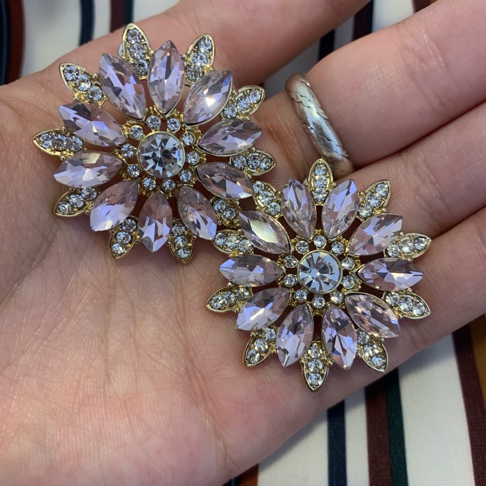 Pink and White Flower Earrings